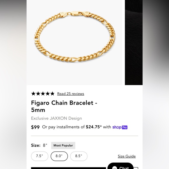 JAXXON | Accessories | Jaxxon Figaro Chain Bracelet 5mm Gold 8 | Poshmark